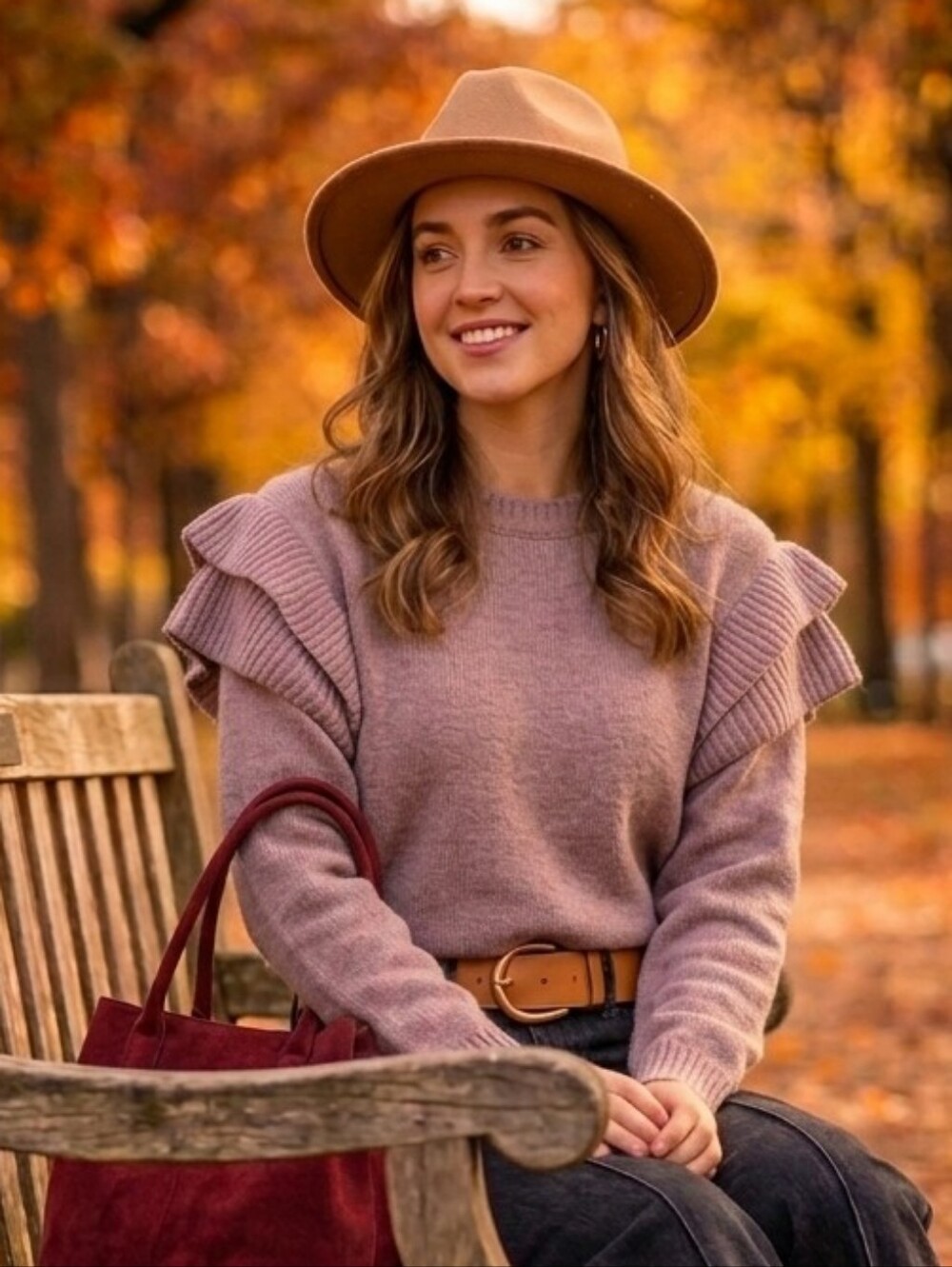 Lost + Wander NWT Literary Lover Orian Ruffle Sleeve Knit Sweater Purple M/L